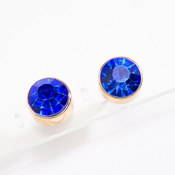 Blue Glass Round Stud Earrings - Picture 1 of 1